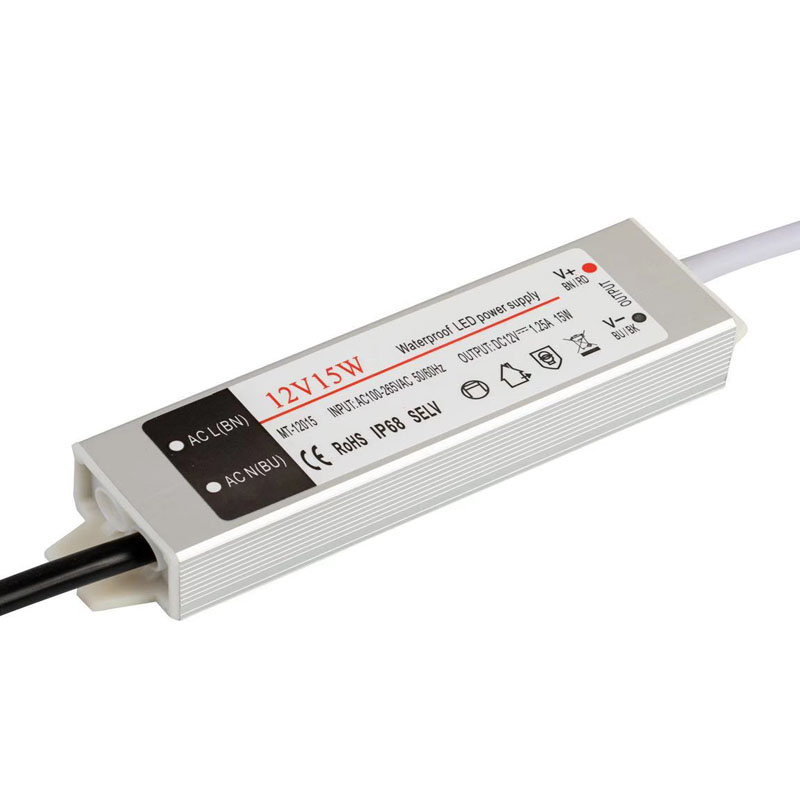 100~265VAC–DC 15W 24V állandó feszültségű vízálló LED-tápegység